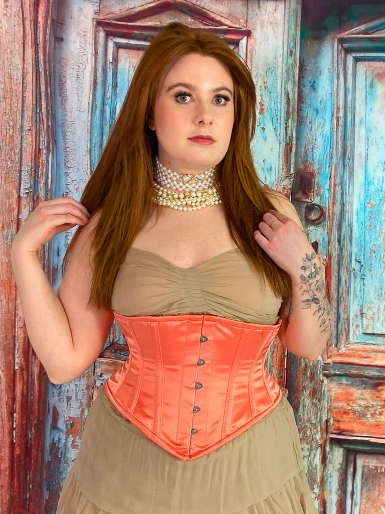 Limited Edition Peach Fizz Satin Hourglass Curve Waspie Underbust Corset :  CS-201