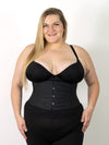 301 black cotton waist training waspie corset worn by a plus size corset model