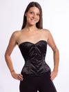 Product picture of the CS411 overbust waist training black satin corset with black legging