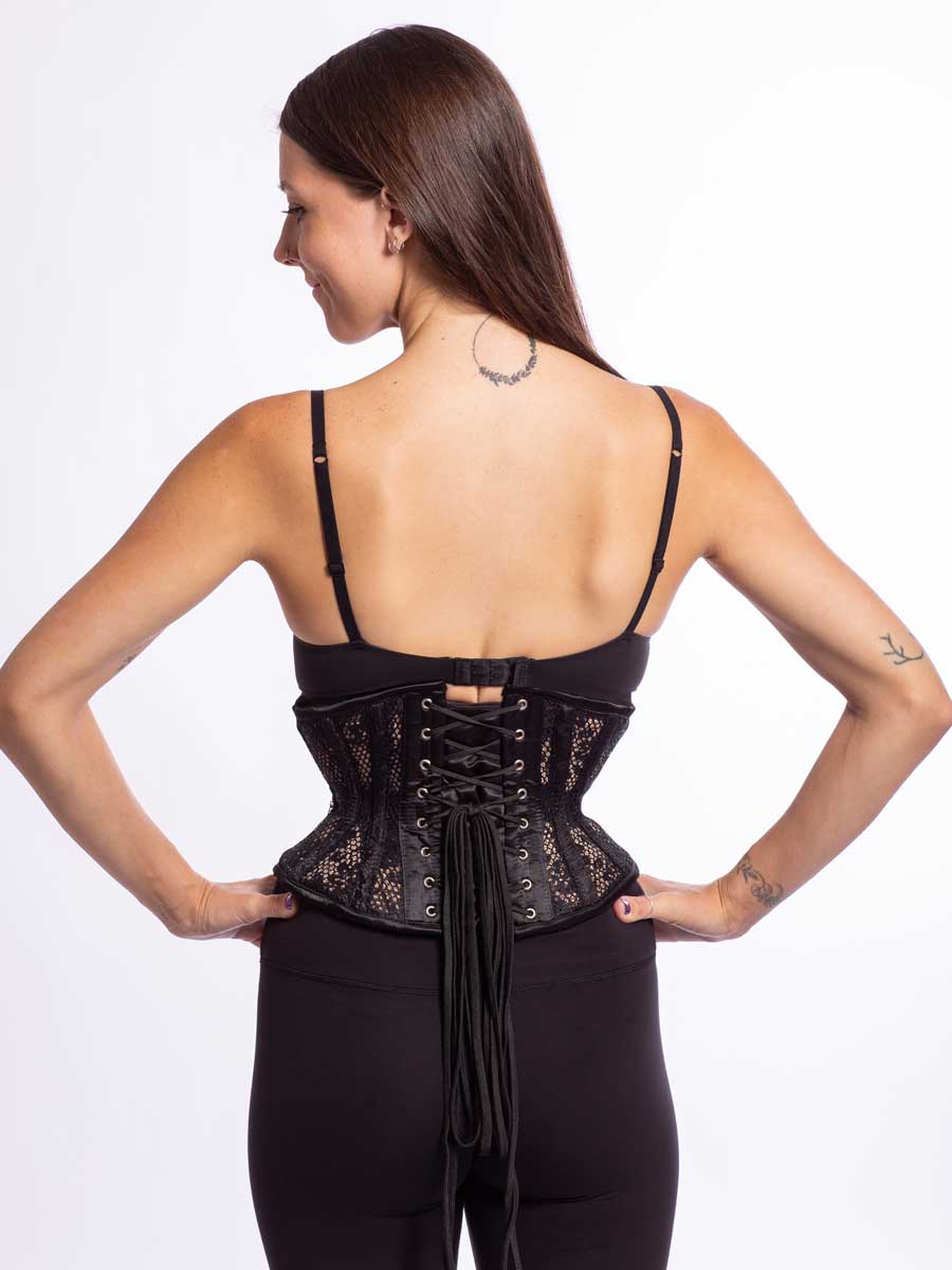 Underbust Black Mesh with Lace Waspie Corset