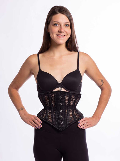 Black Mesh Lace Waspie Underbust Curvy Corset Cs 201 Orchard Corset