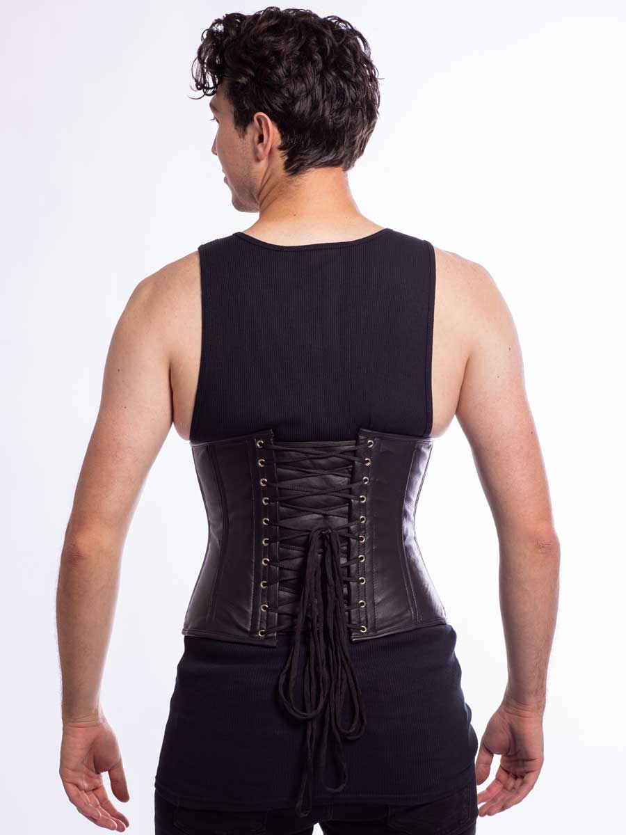 Black Underbust Leather Corset for Men Tight Lacing Steel Boned Top, Black,  30 Corset for Size 16 : : Clothing, Shoes & Accessories