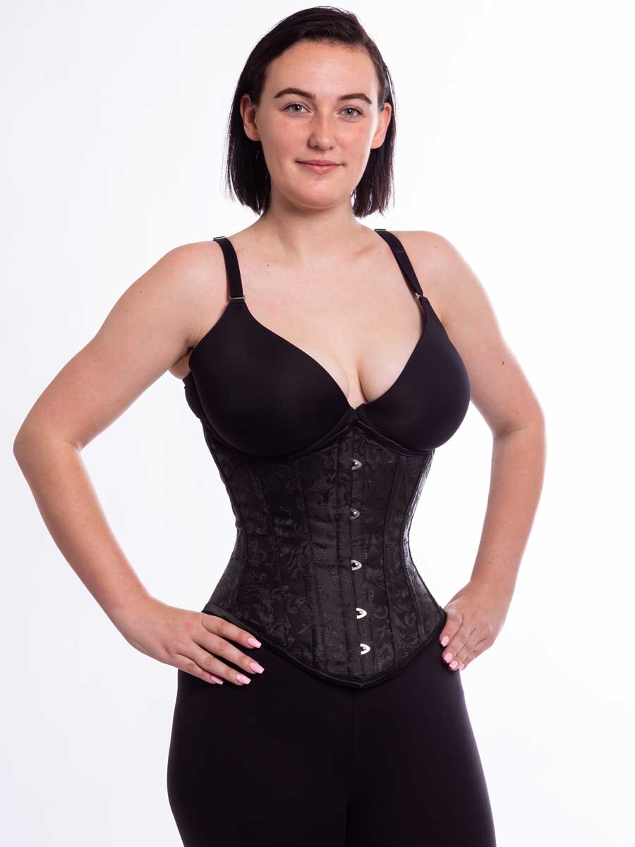 Classic brocade steel-boned authentic waspie corset for tight