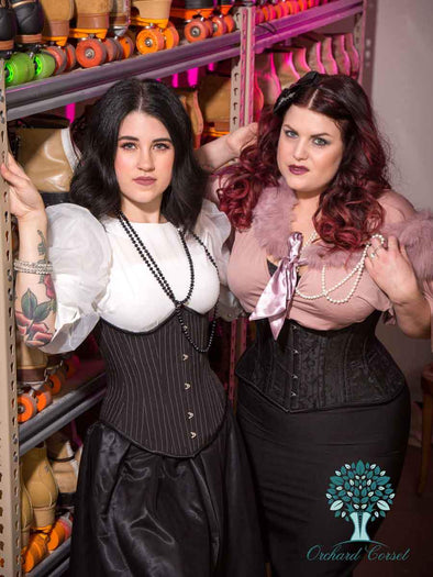 cs345 romantic curve pinstripe longline corset and brocade cs426 hourglass curve standard underbust corset