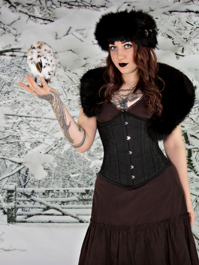 Gothic Women's Black Cotton Waist Cincher With Extreme