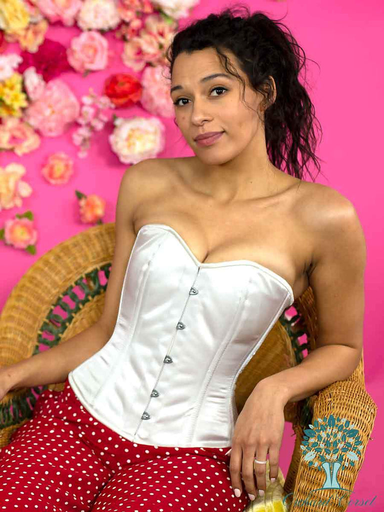 Ivory satin corset with cups