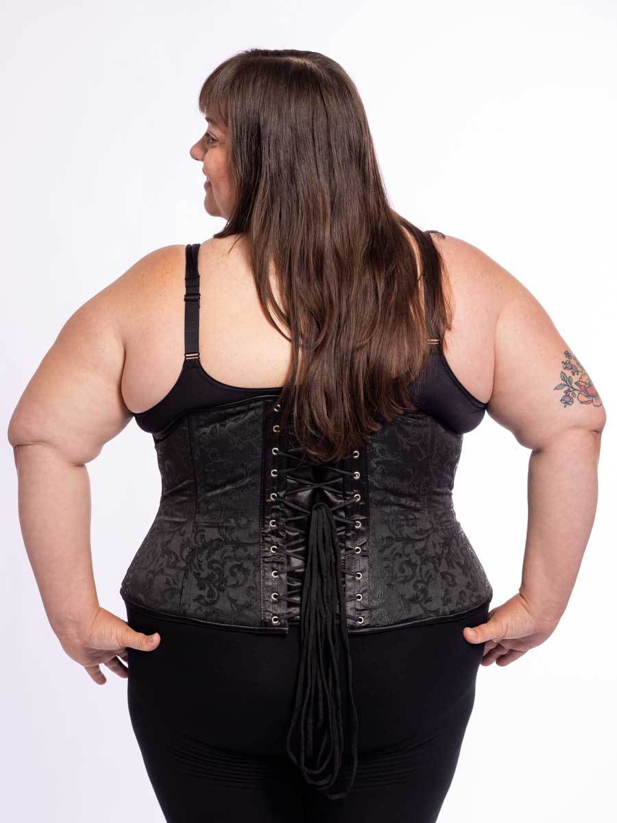 Black Brocade Plus Size Overbust Corset Front Closed Bustier Top –  CorsetsNmore