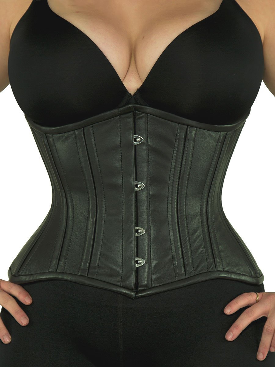 Women Leather Overbust Corsets Steel Boned Overbust Waist Training Leather Corset  Extreme Hi-27 Black Leather Lace-up Corset -  Hong Kong