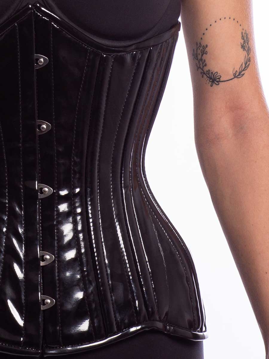 SHCKE Women's PVC Underbust Corset Bustier Sexy Lace Up Waist Training  Cincher Boned Corsets Belt 