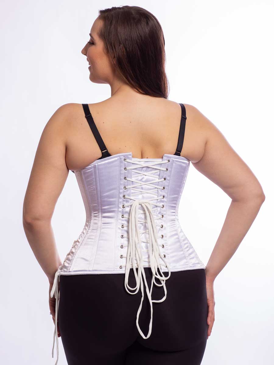 Tight Lacing White Underbust Corset in Victorian Vintage Style, Steelboned Waist  Training Cincher Corset for Under Dress, Shapewear Trainer 