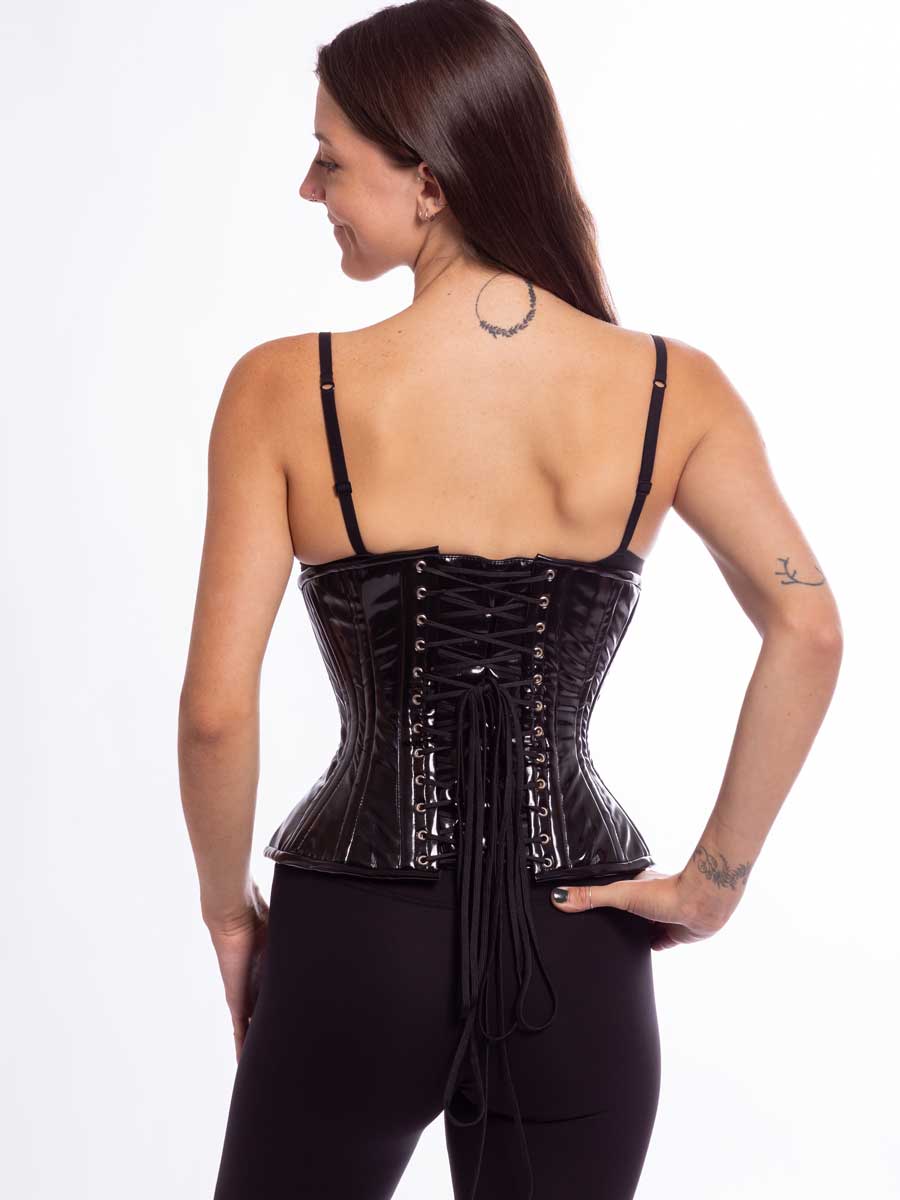 Maidenform black lace corset, marked size 36C.