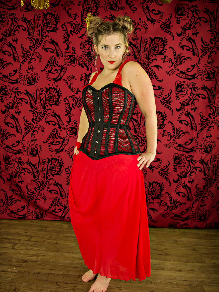 Classic satin overbust authentic corset, different colors. Steel-boned  corset for tight lacing.