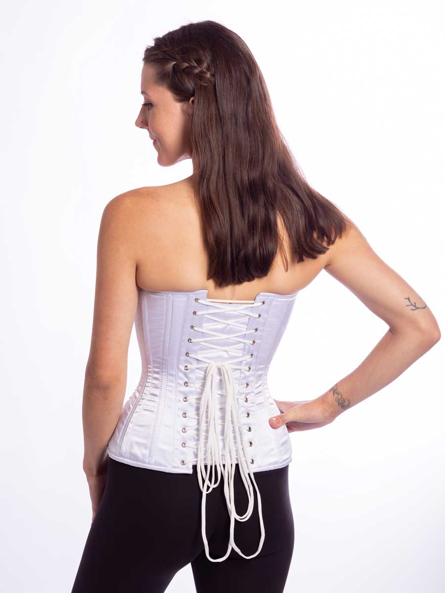 Lace Up Side Curved Hem Tube Corset Top