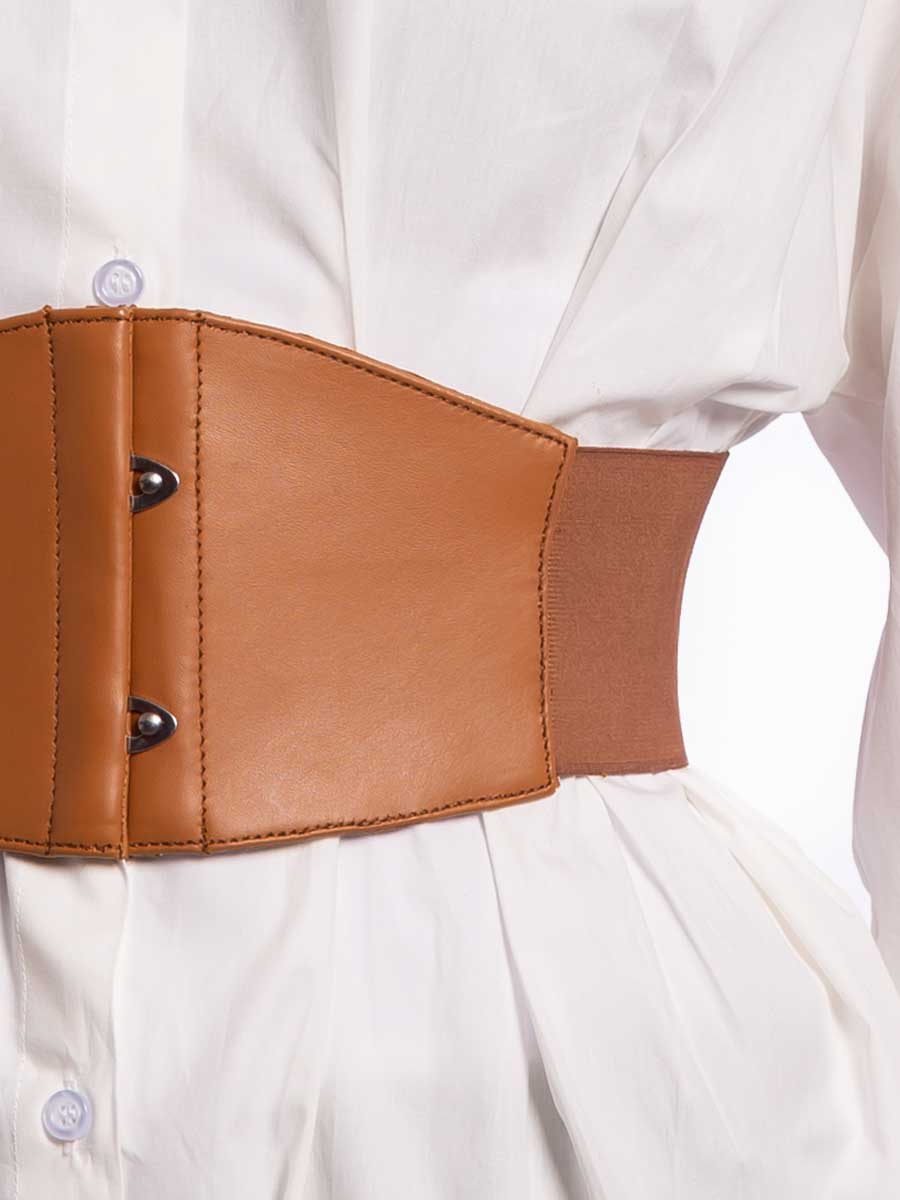 Lovely Brown Leather Belt Women Wide Waist Belt Leather -  Israel