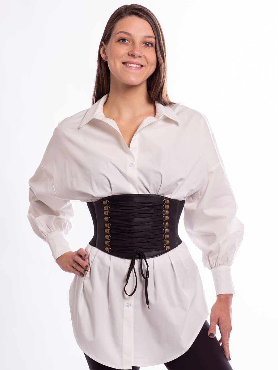 Romantic Leather Waist Cincher Pirate Corset -  Canada